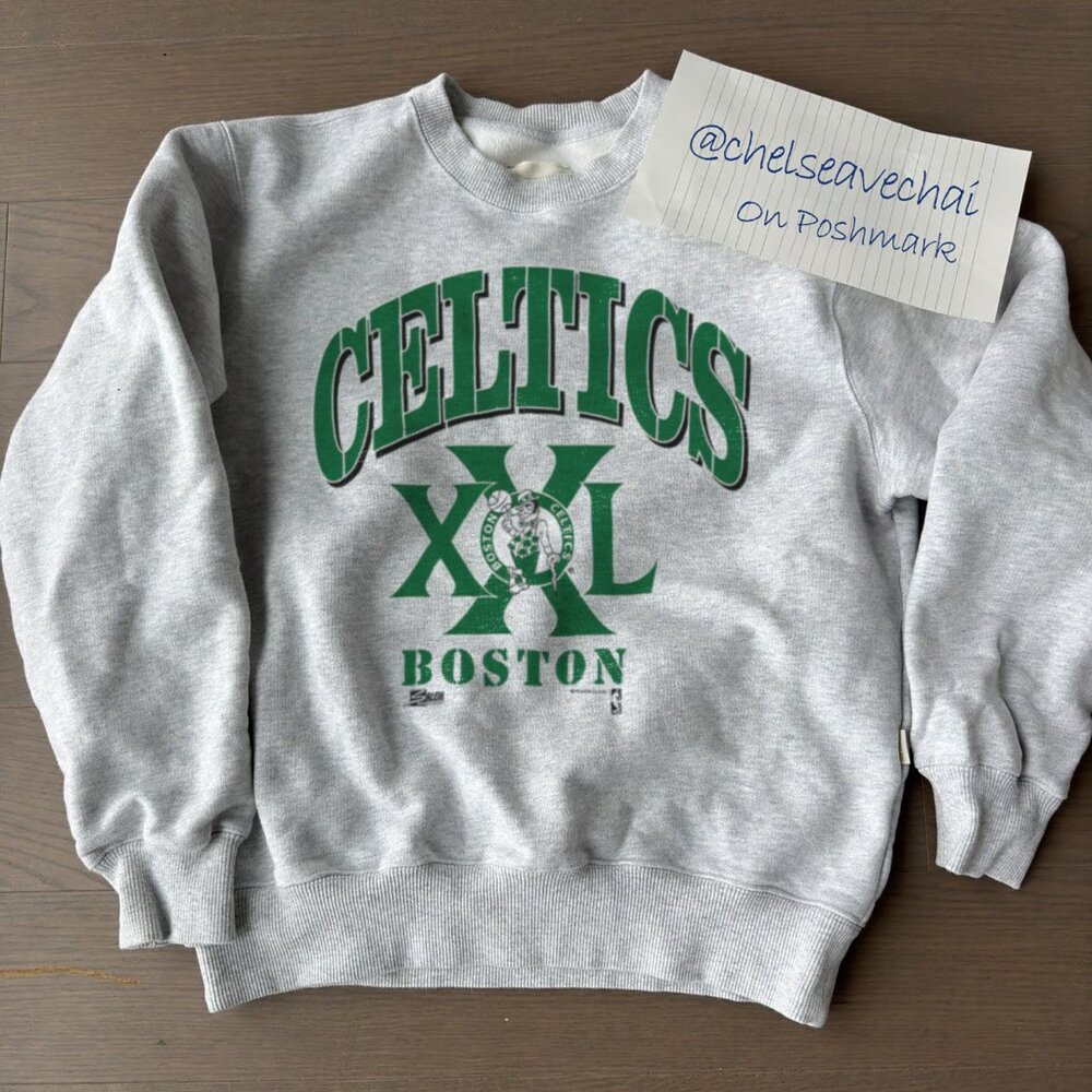 Vintage 90s Boston Celtics XXL Sweatshirt, Retro Boston Celtics Basketball Shirt